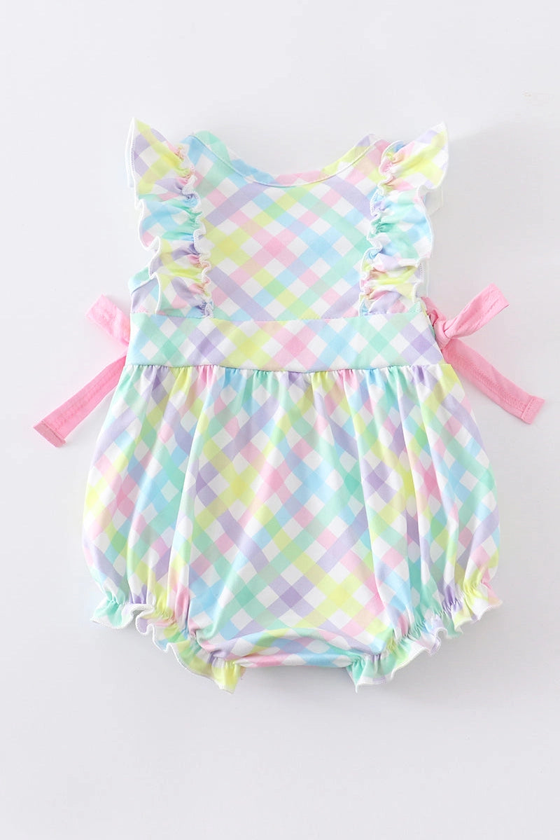 Rainbow Plaid Bow Bubble