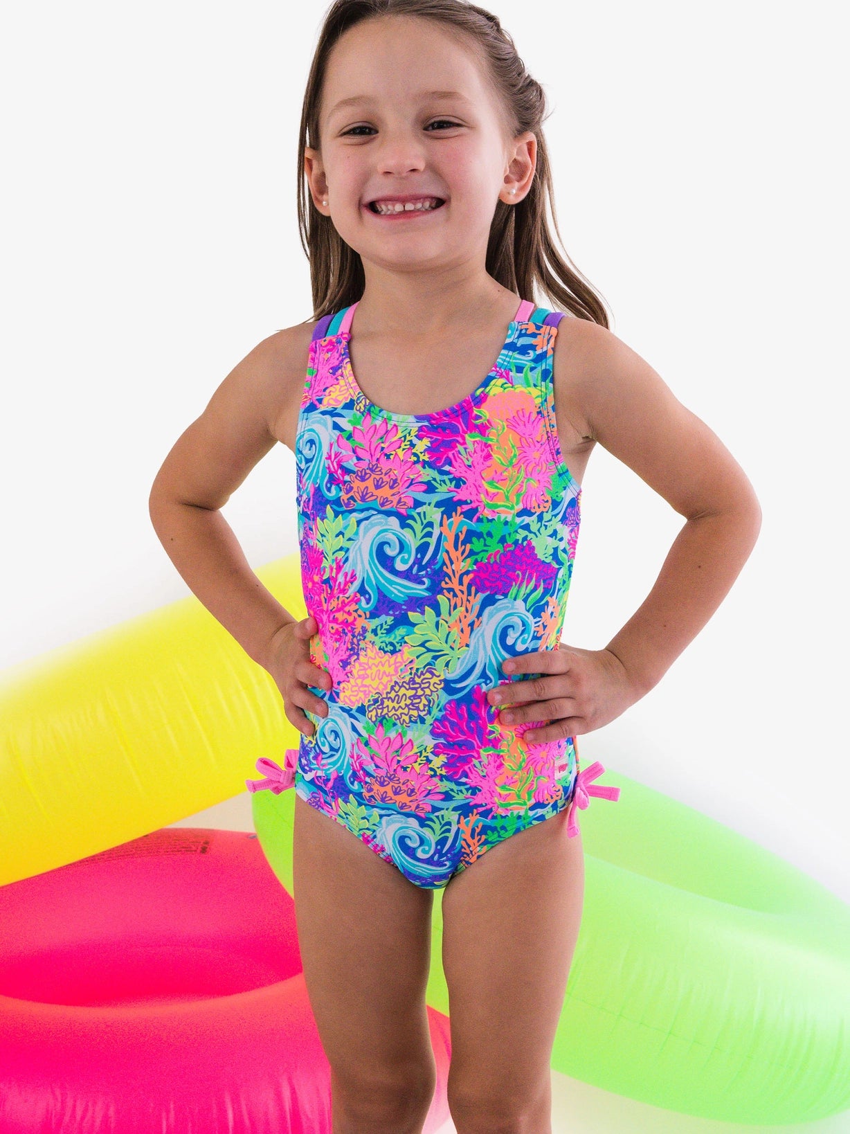 Neon Coral Cross Back 1pc