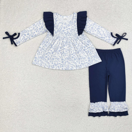 Navy Ruffle Floral Set