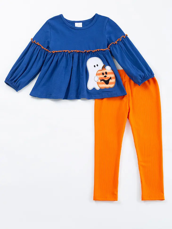 Pumpkin Ghost Applique Pants Set