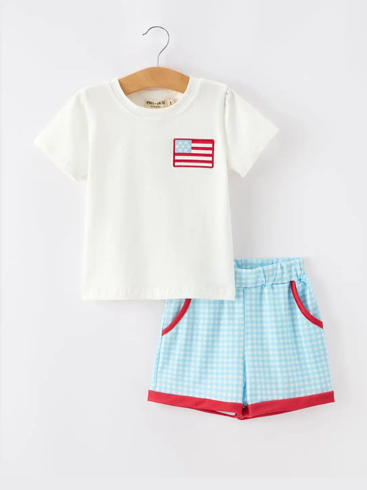 Flag Plaid Shorts Set