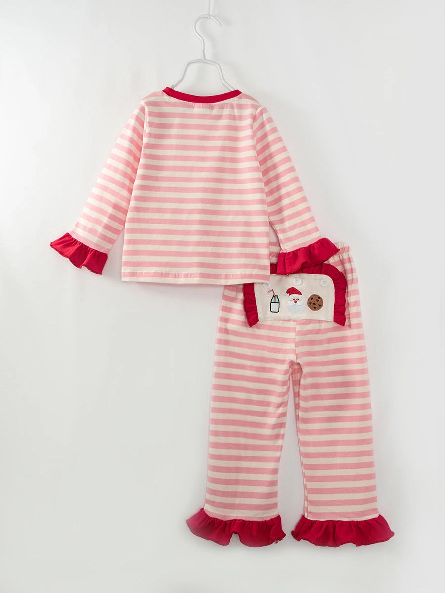 Pink Stripe Buttflap Pj Set