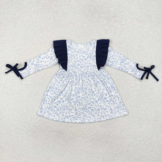 Navy Ruffle Floral Dress