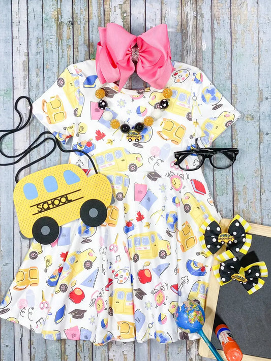 Buses & School Supplies Twirl Dress