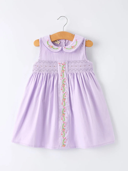 Smock/Embroidered Purple Dress