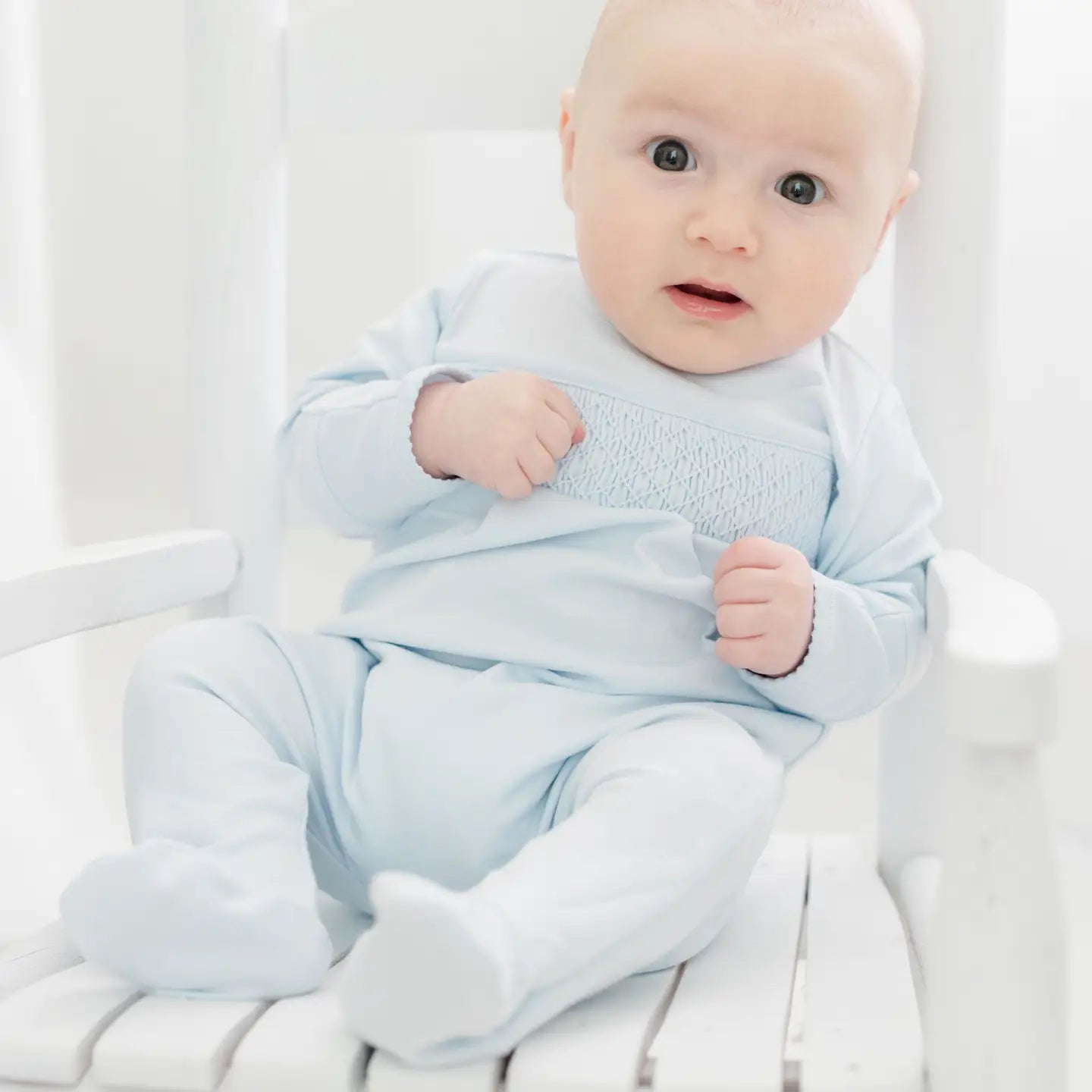 Blue Smocked Footie