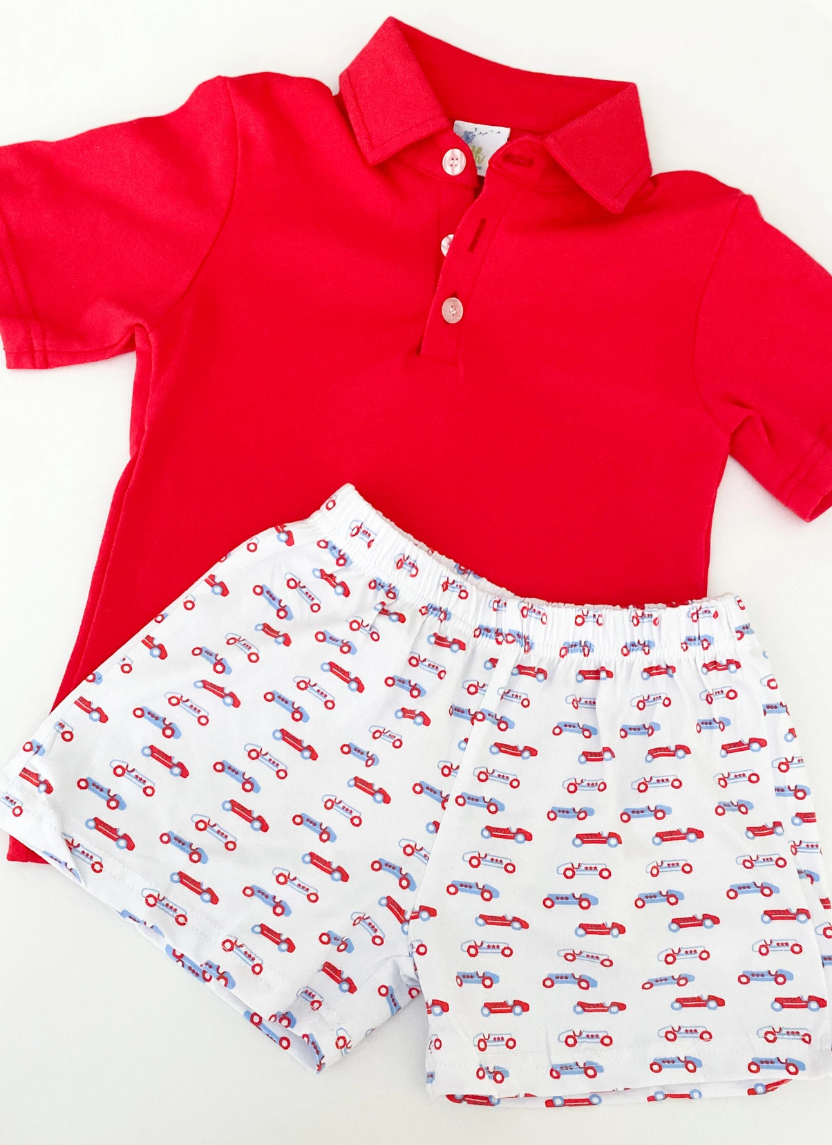 Racing in Red White & Blue Polo Set
