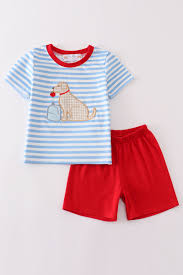 School Dog Applique Shorts Set