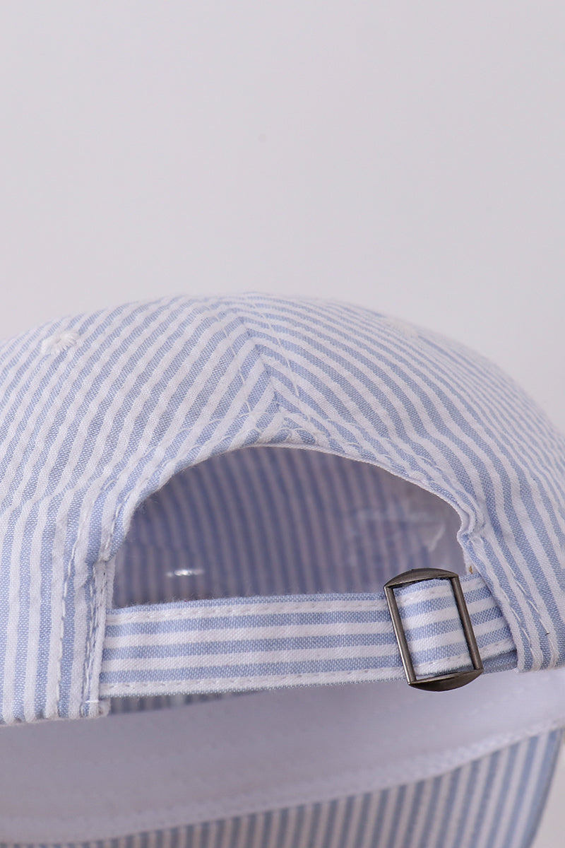 Seersucker Embroidered Cap