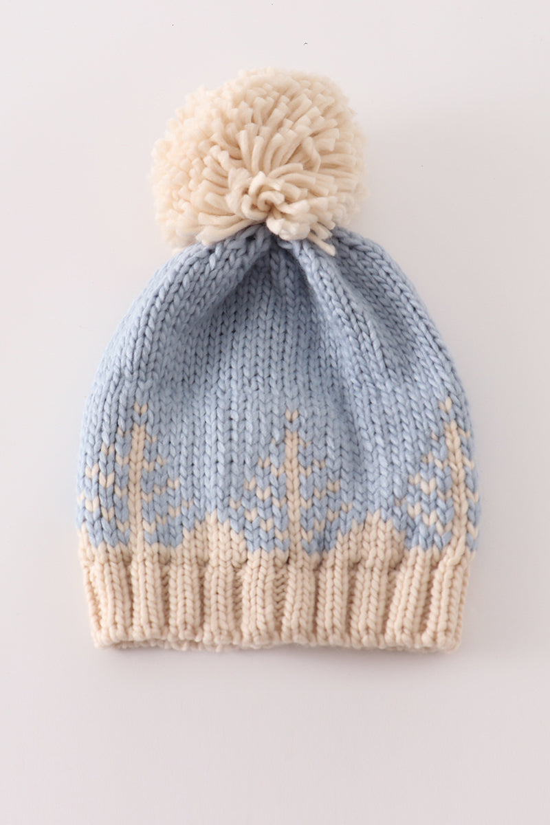 Blue Tree Cable Beanie