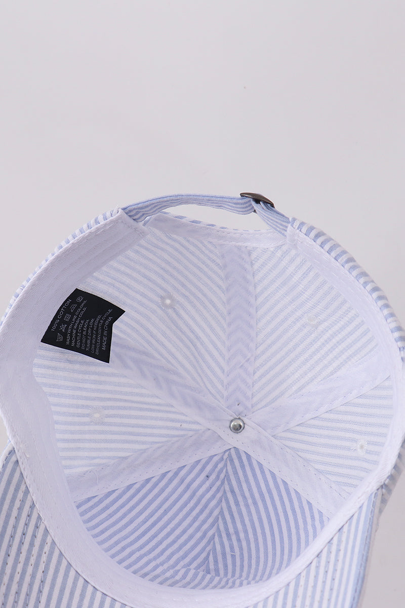 Seersucker Embroidered Cap