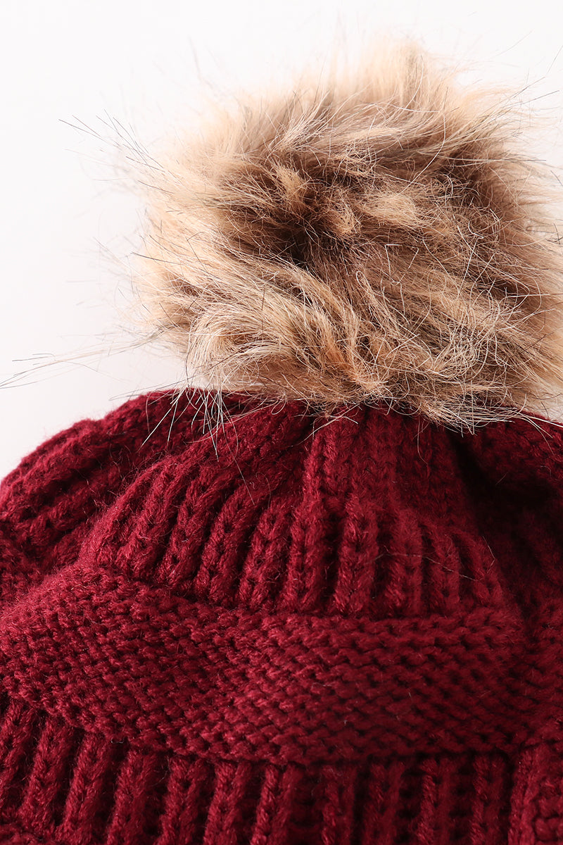 Kids PomPom Cable Beanie