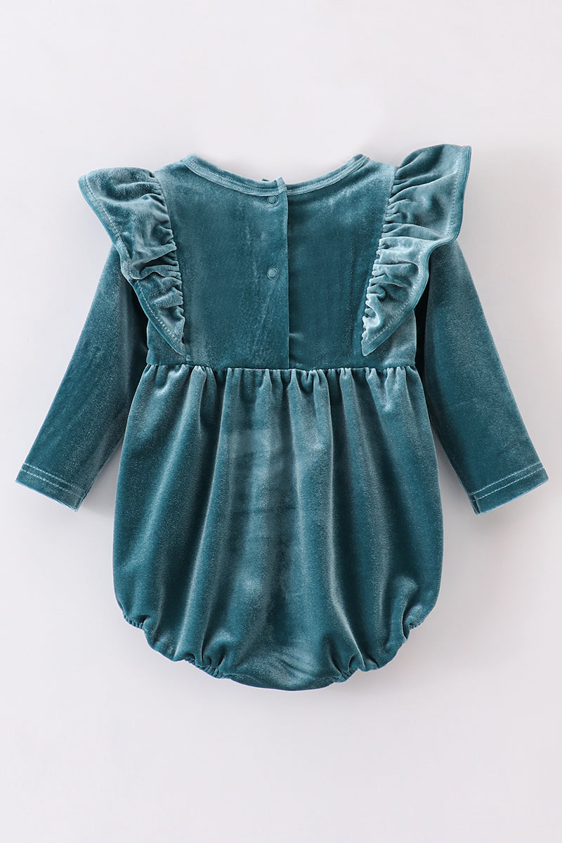 Teal Velvet Ruffle Bubble