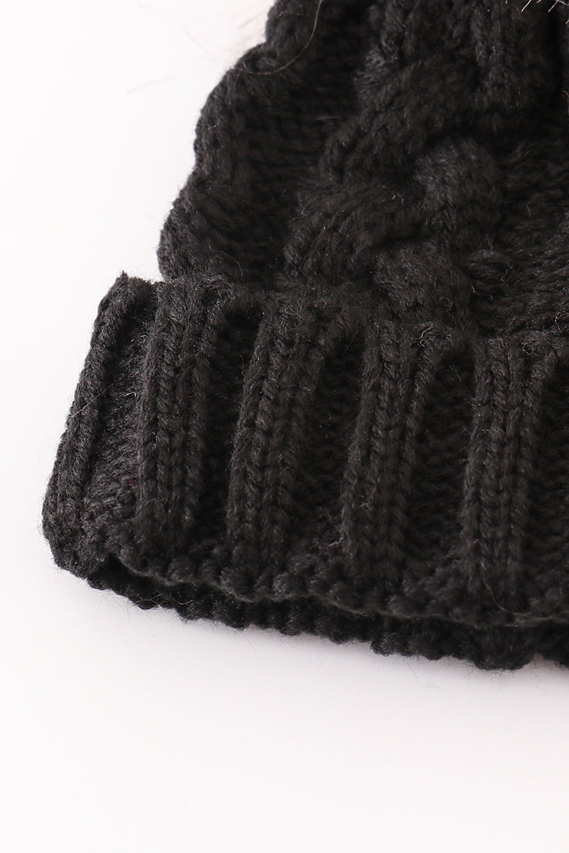 PomPom Folded Cable Beanie