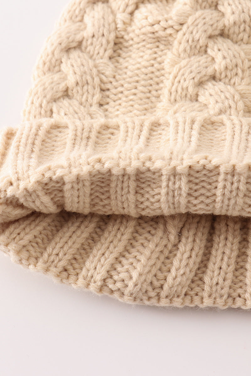 PomPom Folded Cable Beanie