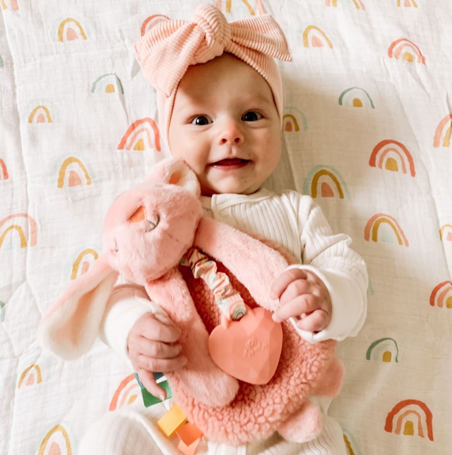 Itzy Friends Itzy Lovey Plush with Silicone Teether Toy: Ana the Bunny