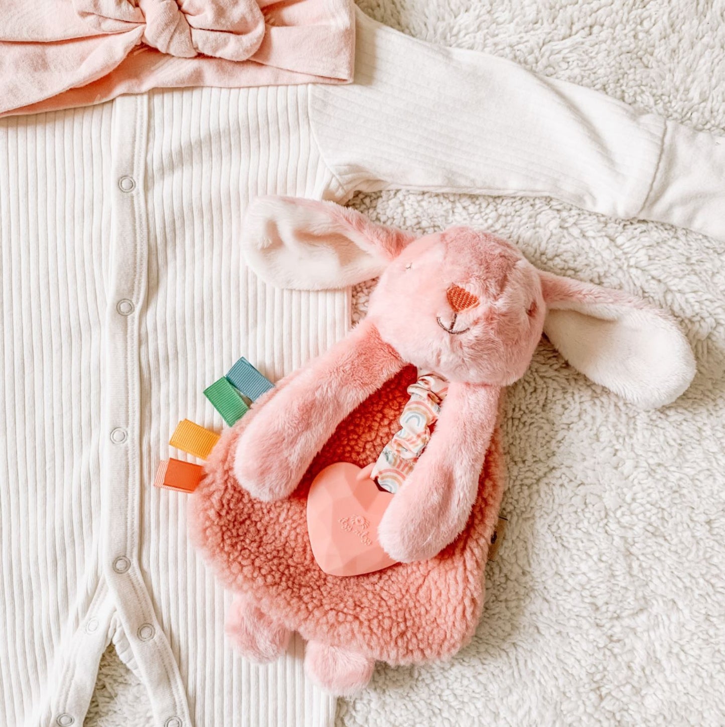 Itzy Friends Itzy Lovey Plush with Silicone Teether Toy: Ana the Bunny