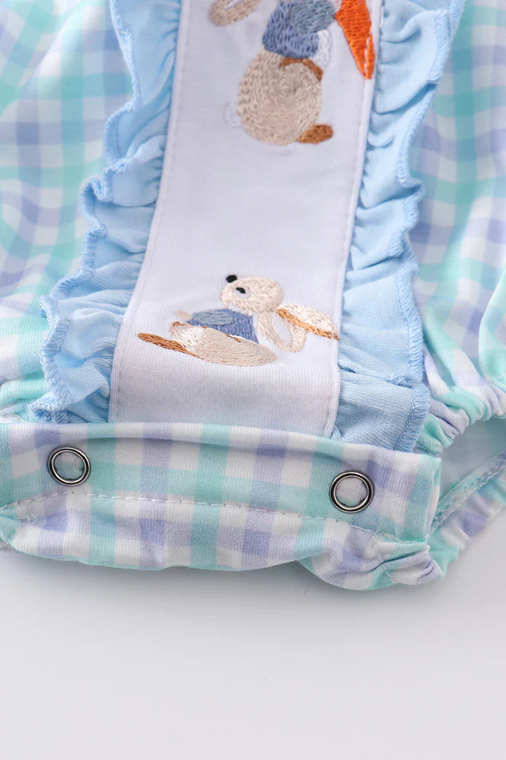 Blue Plaid Bunny Embroidery Bubble