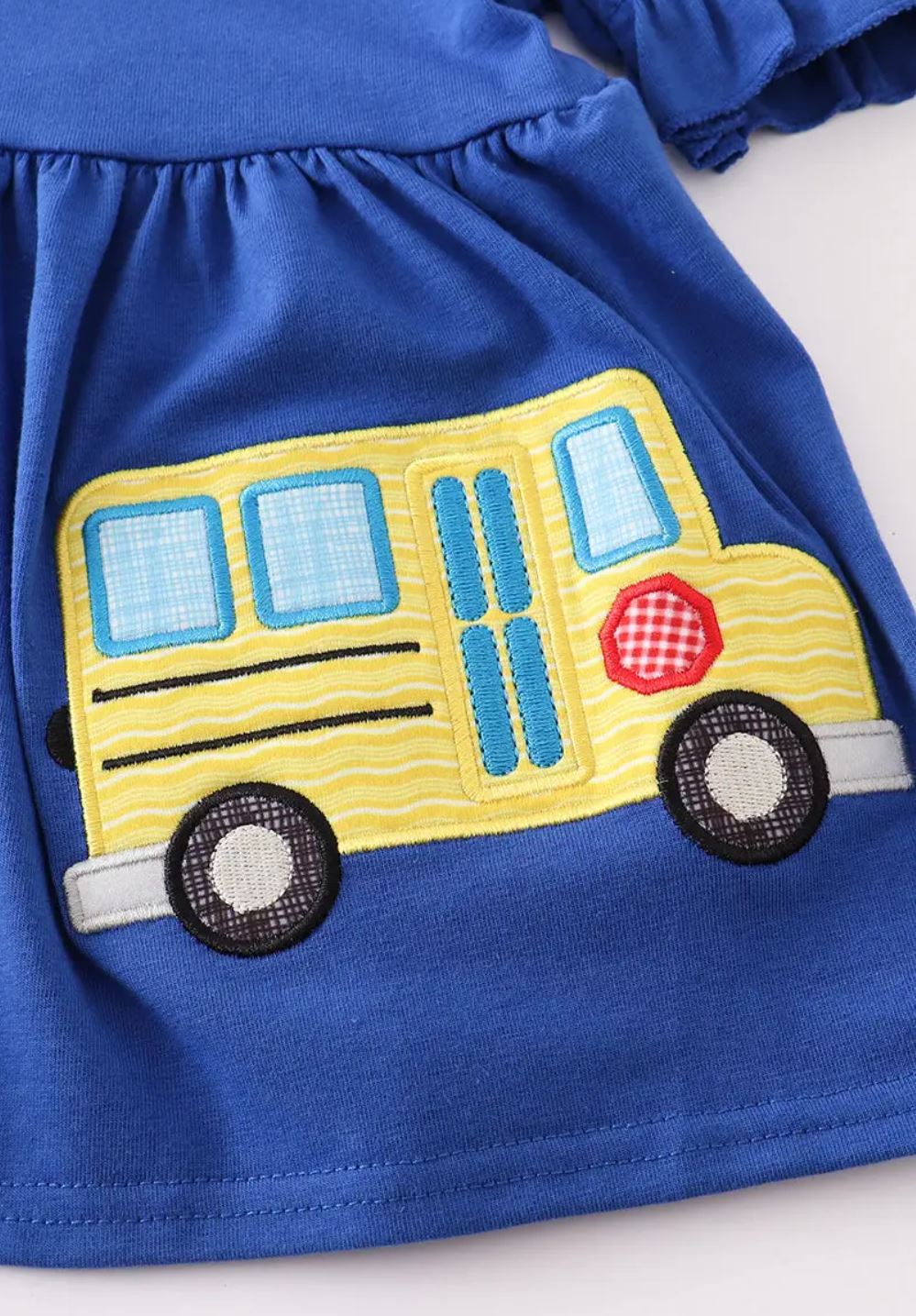 School Bus Applique Ruffle Shorts Set