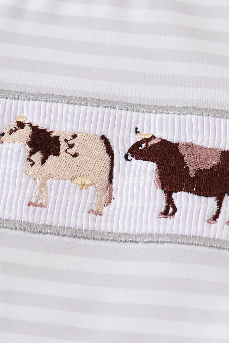 Cow Smocked Shorts Set