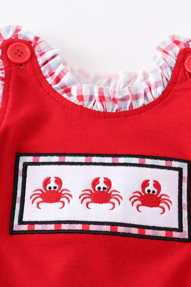 Crab Embroidered Ruffle Bubble