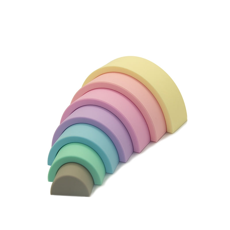 Pastel Silicone Rainbow - Teether - Bath - Stacker - Sensory