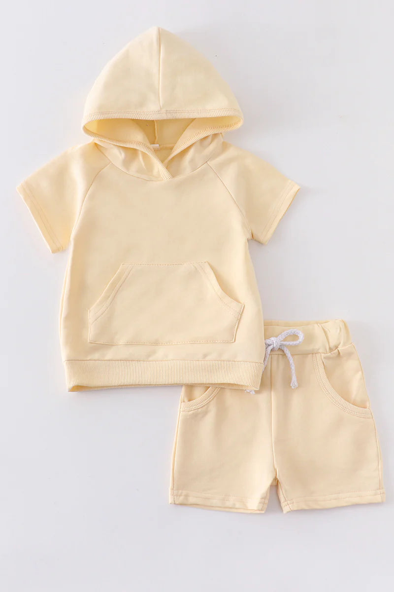 Yellow Hoodie Shorts Set