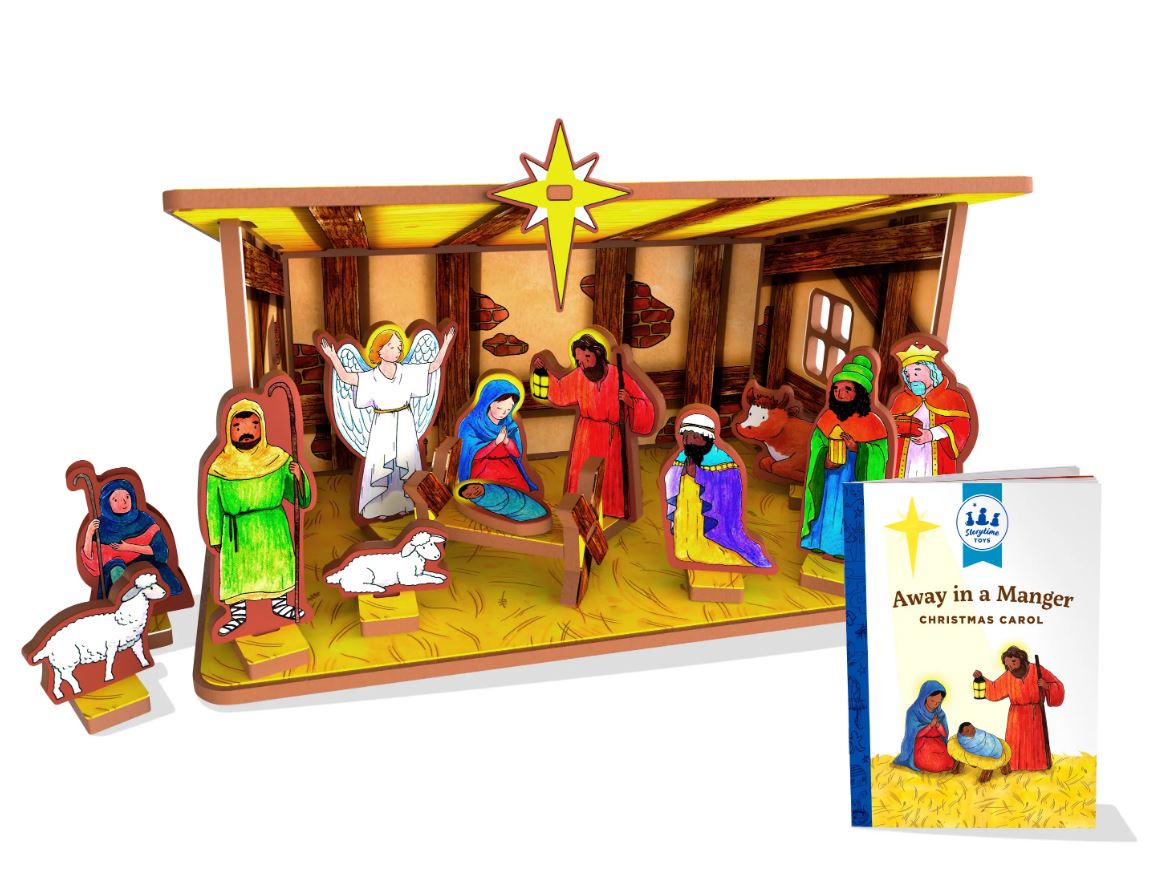 Away in a Manger Children's Nativity Book and Playset