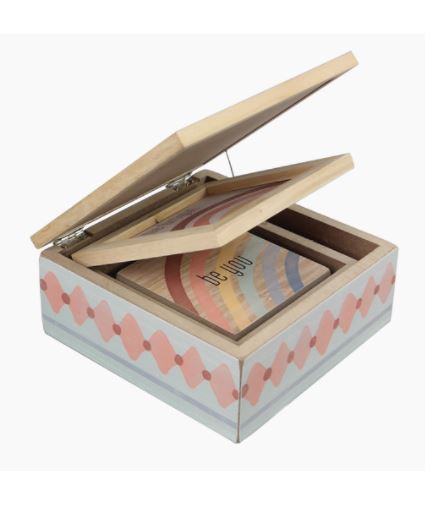 Wood Rainbow Tabletop Nesting Box, Set of 3