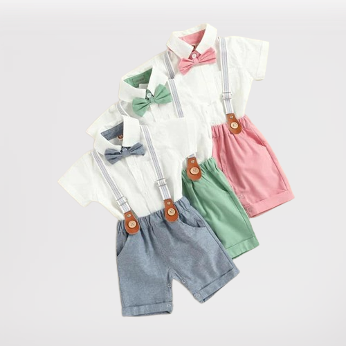 Short Sleeved Suspender Short Set