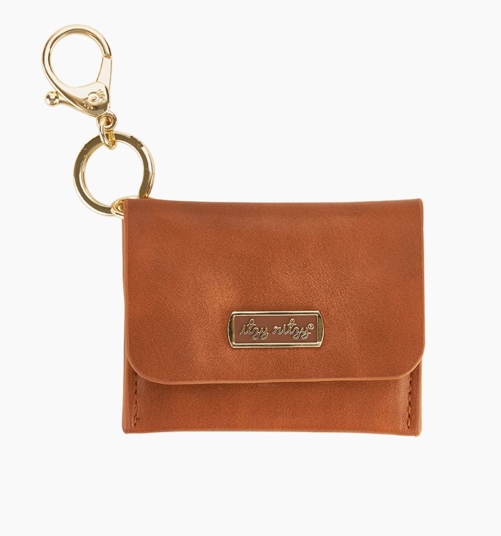 Cognac Itzy Mini Wallet Card Holder & Key Chain Charm
