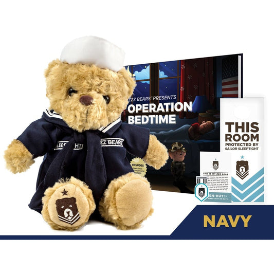 Sailor Sleeptight - Navy Teddy Bear with Storybook & Sleep System