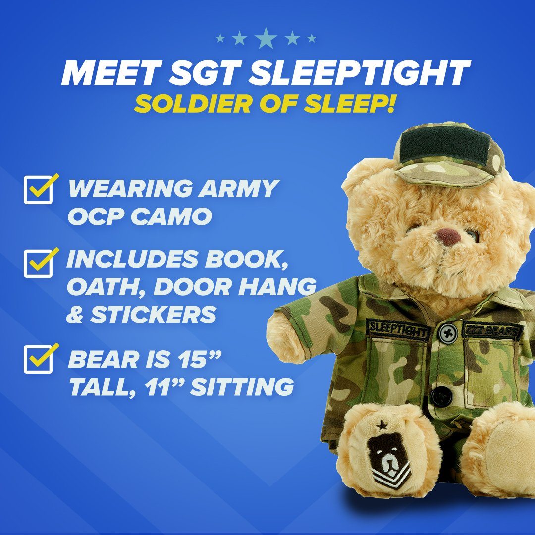 Sgt. Sleeptight - Army Teddy Bear with Storybook & Sleep System