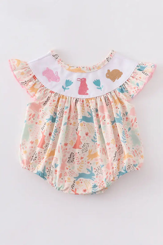 Bunny Floral Embroidered Girl Bubble