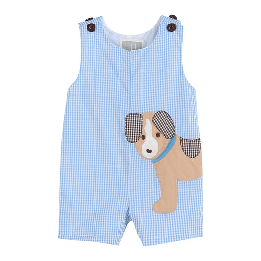 Lil Cactus Blue Gingham Boys Puppy Appliqué JonJon