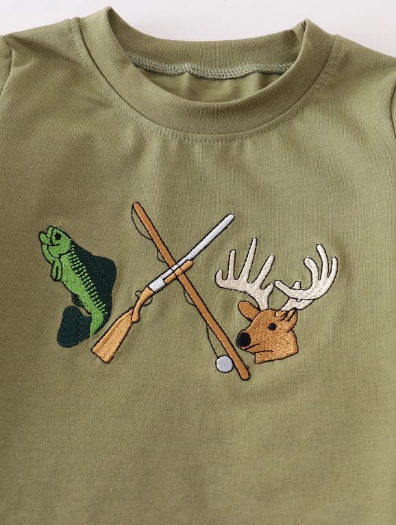Hunting Embroidered Camo Boy Set