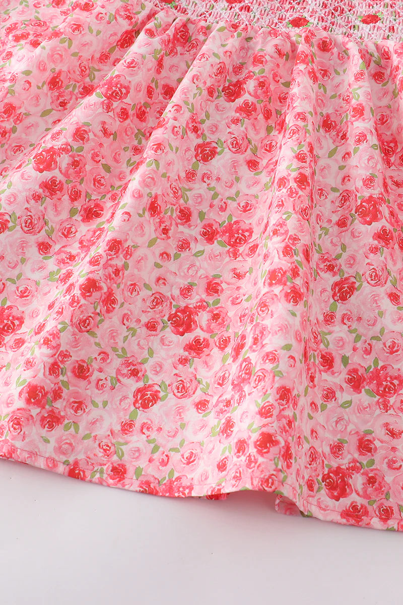 Pink Floral Smocked Dress