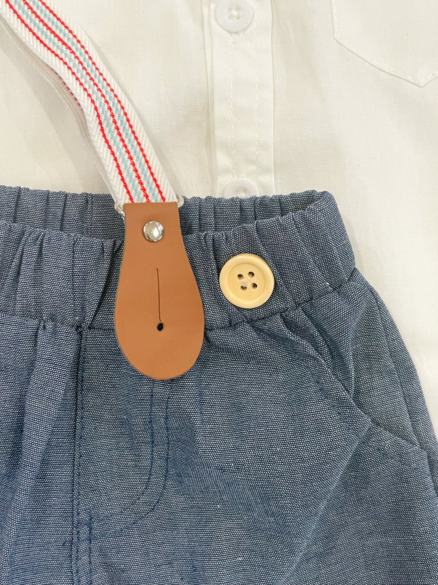 Short Sleeved Suspender Short Set