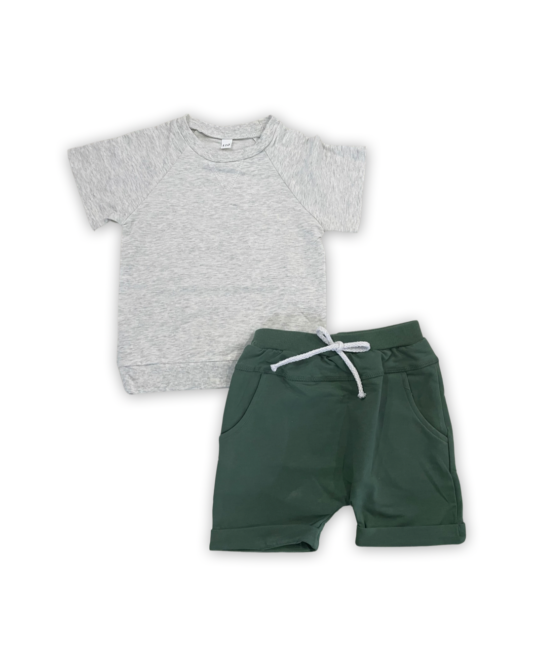 Gray and Green Shorts Set